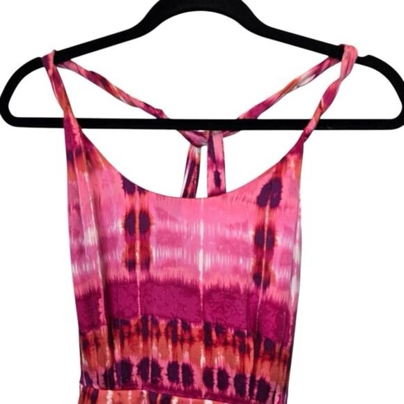 NWT Banana Republic Petite Women's Pink Red Tie Dye Silk Sleeveless Mini - Picture 3 of 4